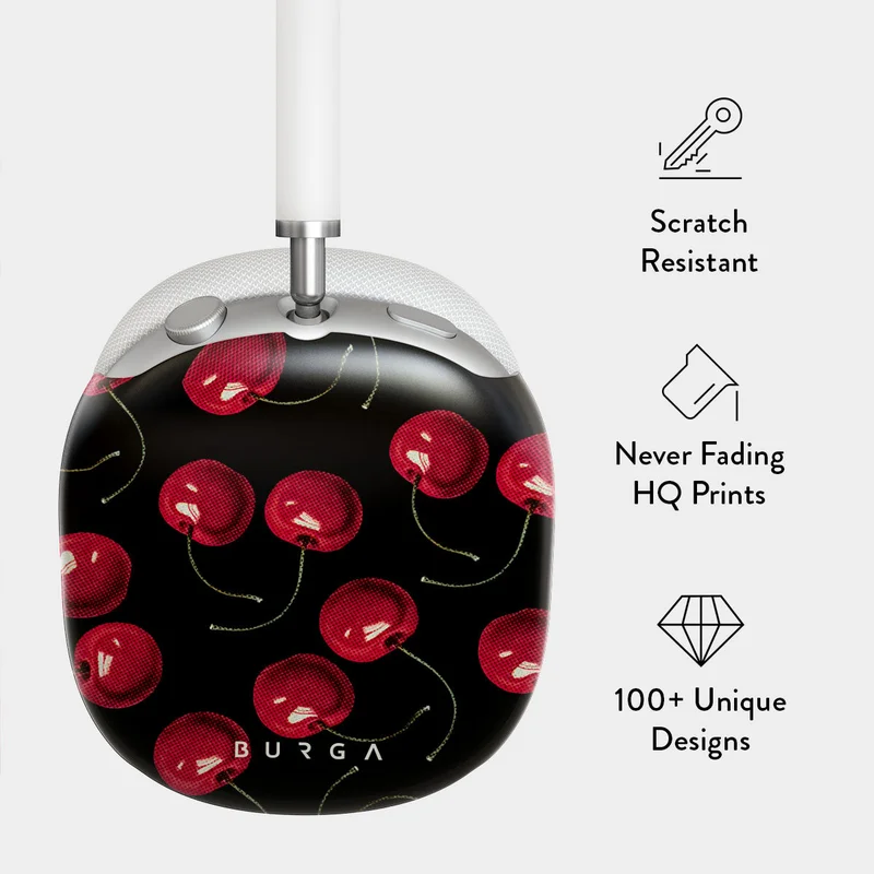 بورجا حافظة بورجا تشيري بومب لسماعات آبل إيربودز ماكس - غطاء صلب واقٍ فاخر، مقاوم للخدش والصدمات، حافظة سماعات بتصميم خفيف الوزن